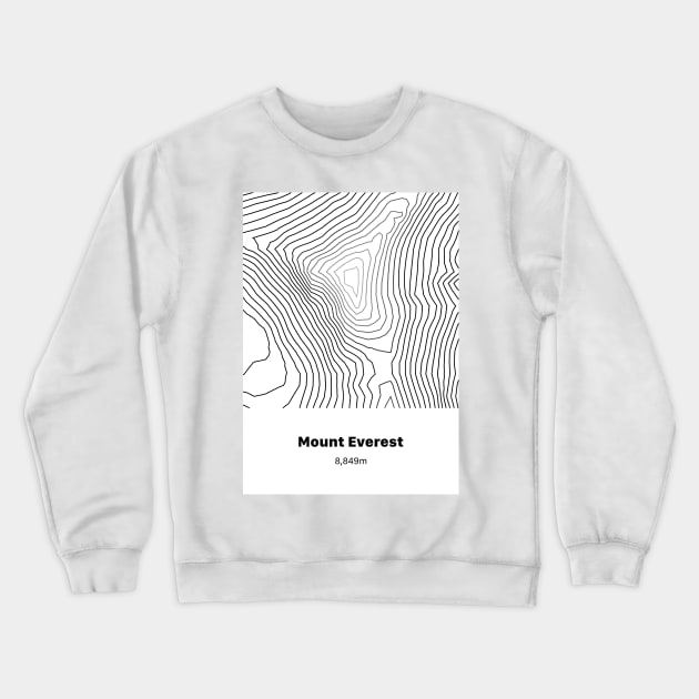 Mount Everest Topographic Map Crewneck Sweatshirt by Visitify